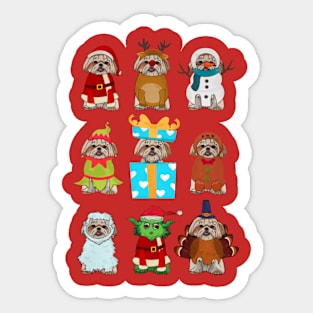 Shih Tzu Christmas Sticker